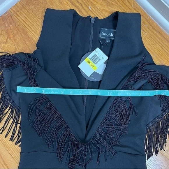 Nookie Womens Iris Black Fringe Skinny Leg Evening Jumpsuit‎ NWT - Picture 7 of 14